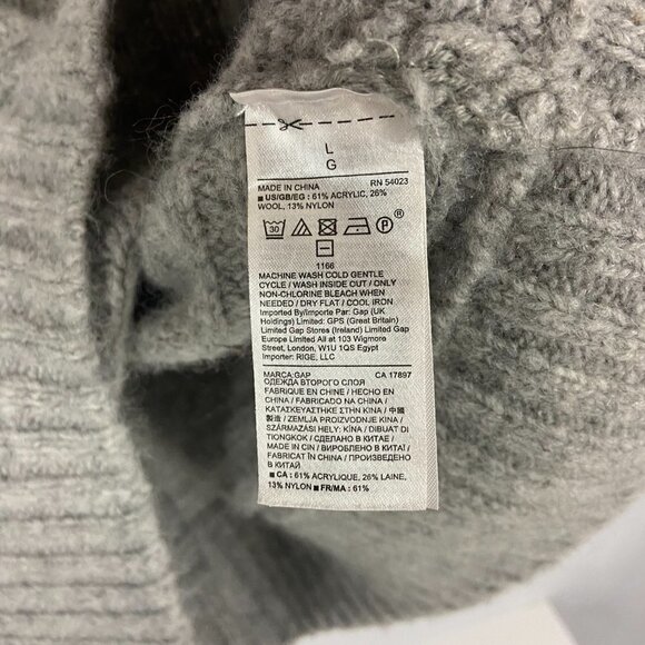 Gap Women's Sweater Size L Grey Scoop Neck Long Sleeve Ribbed Pattern - Picture 9 of 9